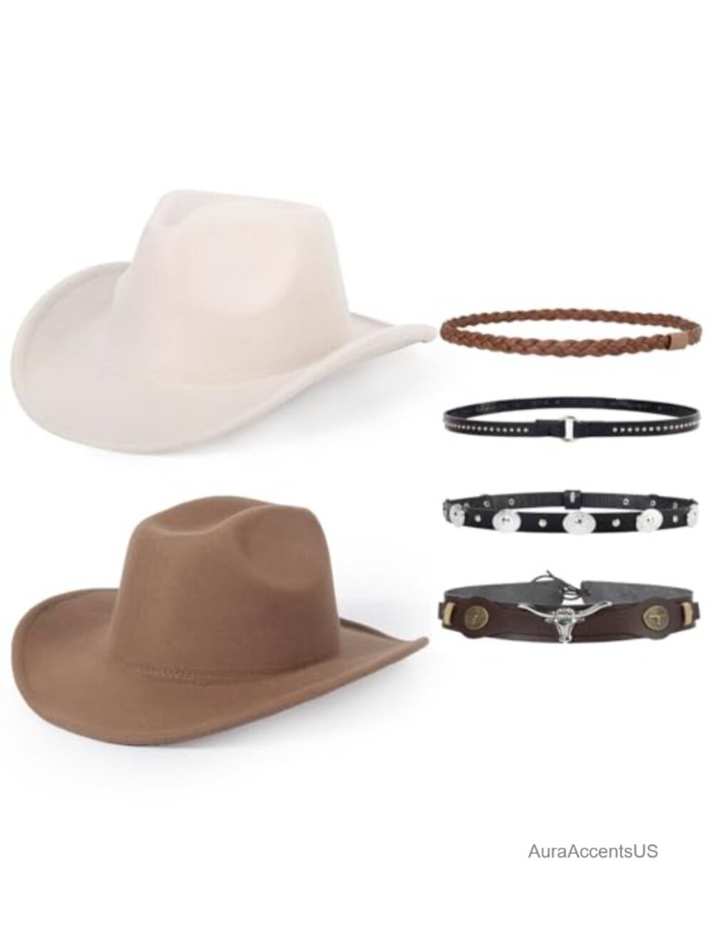 2 Pack Western Cowboy Hats Adjustable One Size Cotton Blend